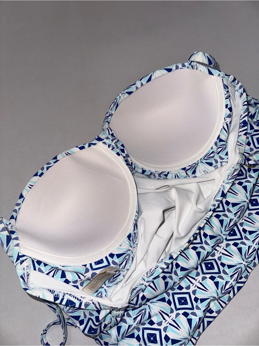 Helen Jon Women’s Ruched Geometric Tankini Top Swimsuit Blue & White Coastal - Picture 7 of 13